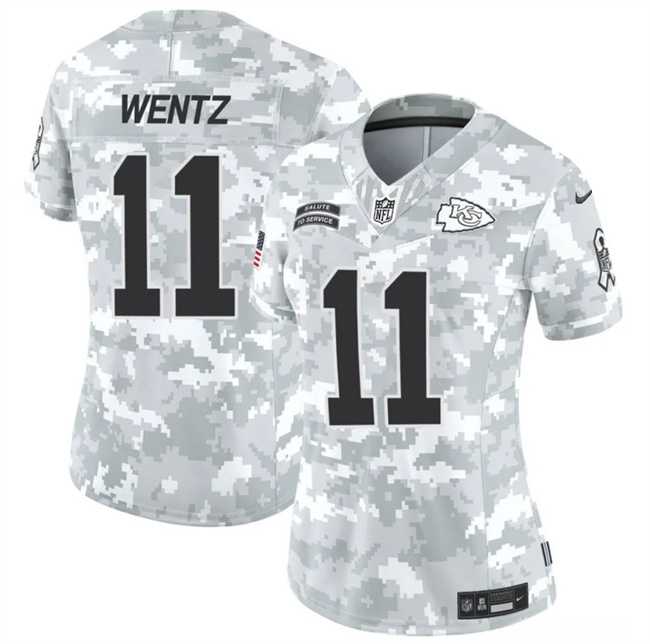 Womens Kansas City Chiefs #11 Carson Wentz 2024 F.U.S.E Arctic Camo Salute To Service Limited Stitched Jersey Dzhi